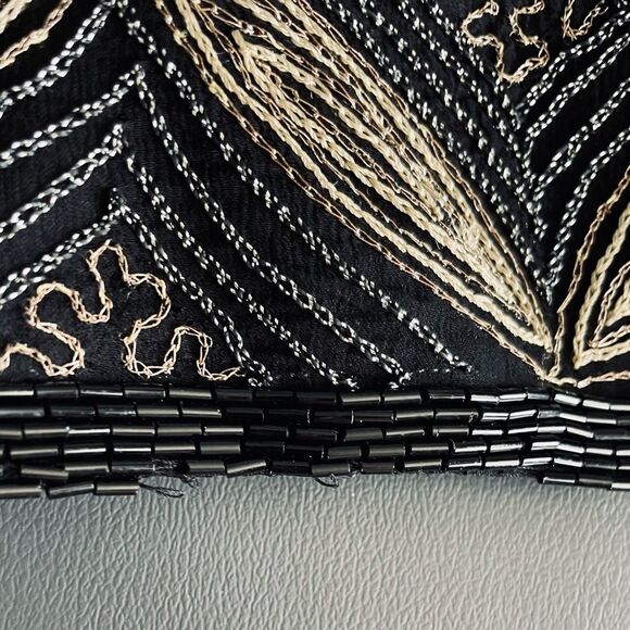 Papell Boutique Evening Black and Gold.Beaded 100% Silk Top - Picture 15 of 15